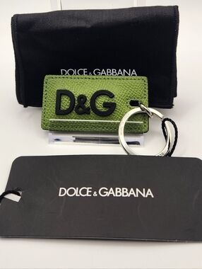 Dolce & Gabbana Green D&G Leather Keychain - NWT